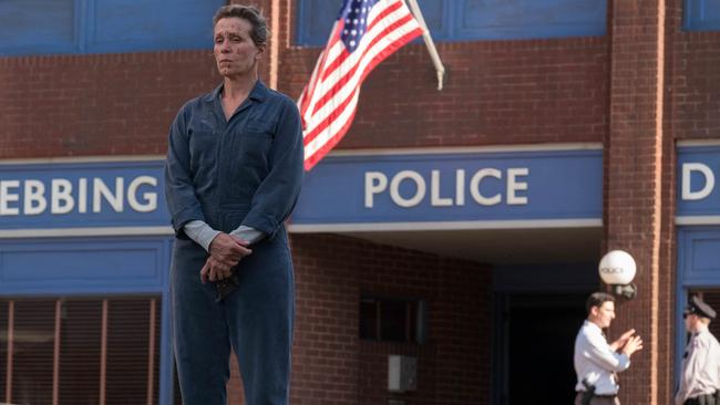 Frances McDormand as Mildred Hayes in Three Billboards Outside Ebbing, Missouri.