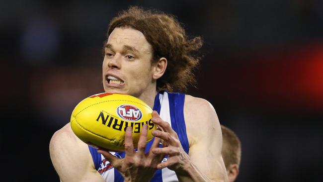 North Melbourne forward Ben Brown takes a mark against Port Adelaide. Picture: Michael Klein