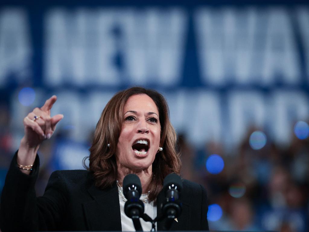 Vice President Kamala Harris speaks at a campaign rally after last week’s debate. Picture: Win McNamee (Getty Images via AFP)