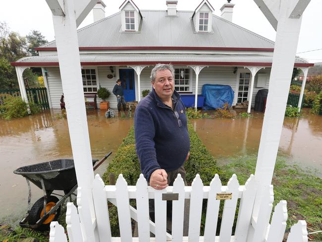 Forth resident Sid Sidebottom at his flooded home. Picture: CHRIS KIDD