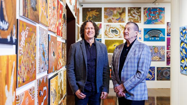 The Torch CEO Kent Morris with former Victorian premier Jeff Kennett at an exhibition at the Glen Eira City Council gallery. Picture: Aaron Francis