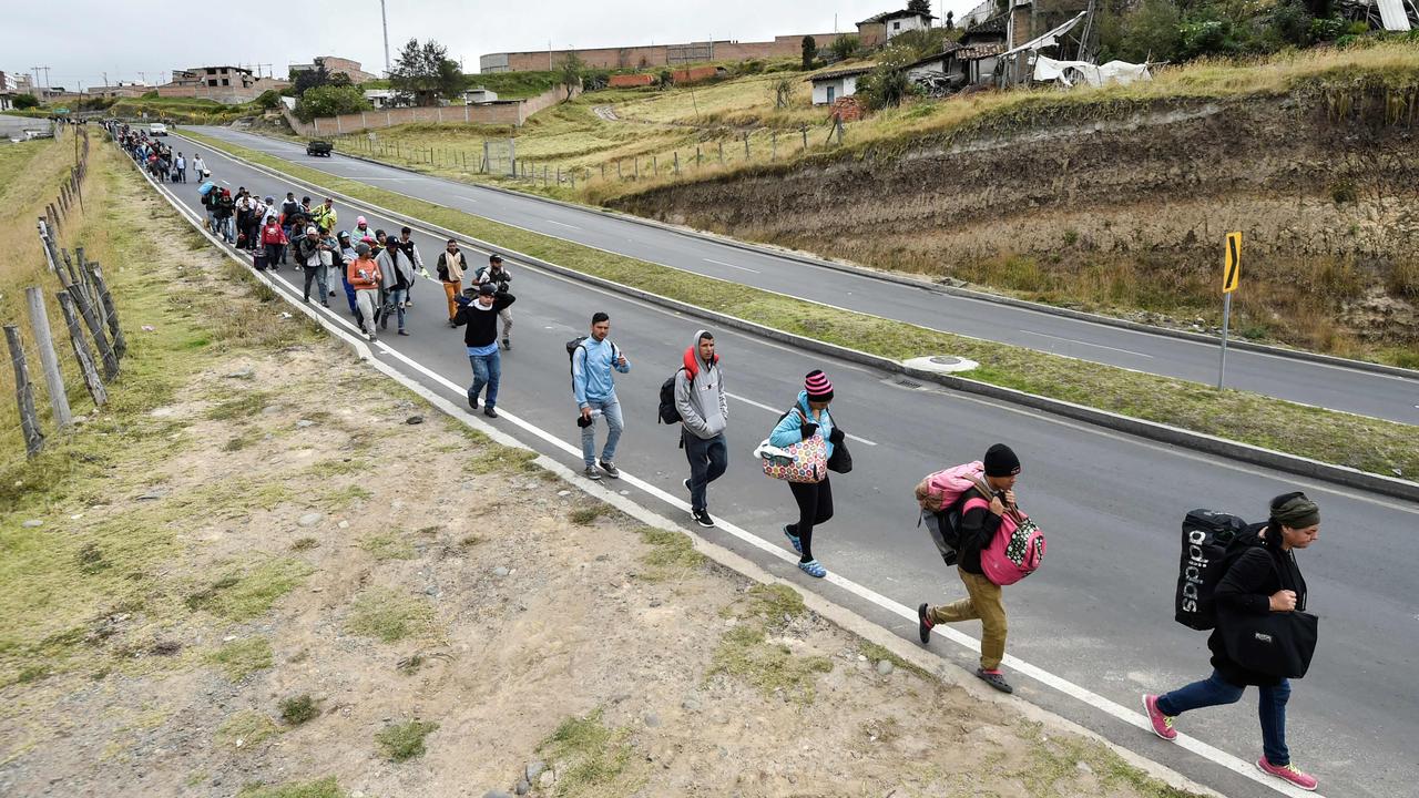 Many Venezuelans are fleeing their country but have been caught out by a sudden change in entry requirements in neighbouring Ecuador. Picture: Luis Robayo/AFP