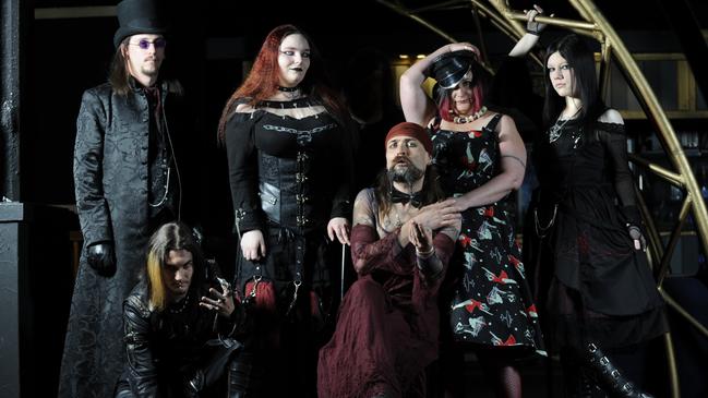 Nathan Jones, Philip "Fleep" Bailey, Loni "Ravendjinn" Degenaro, Lord Stompy, Miss Jane and Samantha Stewart ahead of a Vampire Masquerade Ball at the Proscenium in 2012.