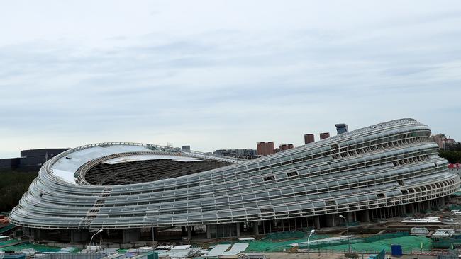 The National Speed Skating Oval, also known as the “Ice Ribbon”, will be a key venue at the 2022 Beijing Winter Olympics. Picture: Getty Images