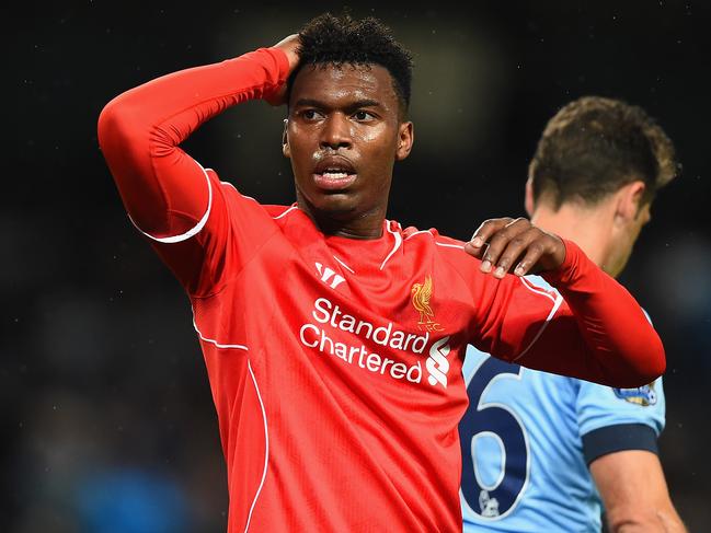 MANCHESTER, ENGLAND - AUGUST 25: Daniel Sturridge of Liverpool reacts during the Barclays Premier League match between Manchester City and Liverpool at the Etihad Stadium on August 25, 2014 in Manchester, England. (Photo by Laurence Griffiths/Getty Images)