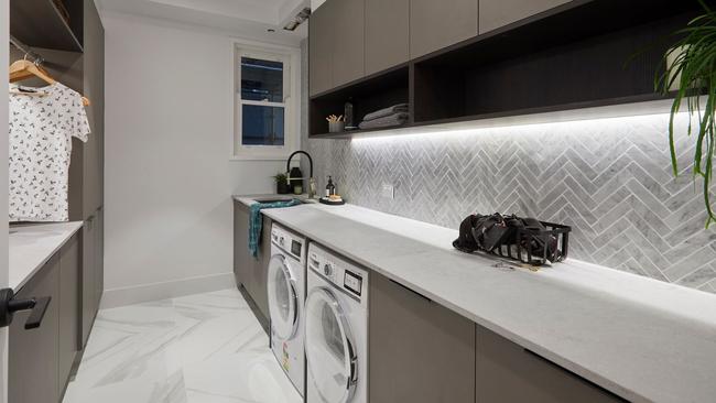 Their laundry also ticked all the boxes, with the judges loving their herringbone wall. Source: The Block