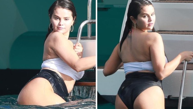 This bikini photo of Selena Gomez has sparked a nasty celebrity feud. Picture: Backgrid.