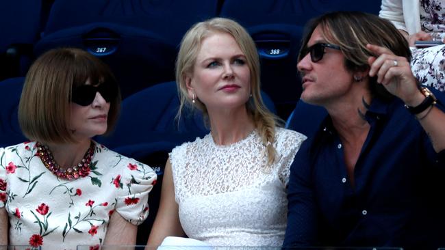 Anna Wintour with Australian actor Nicole Kidman and husband singer Keith Urban at the Australian Open today. Picture: David Gray