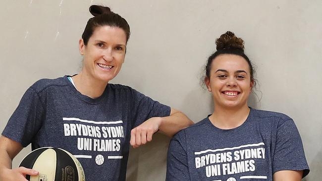 Belinda Snell and Tahlia Tupaea at Flames training.