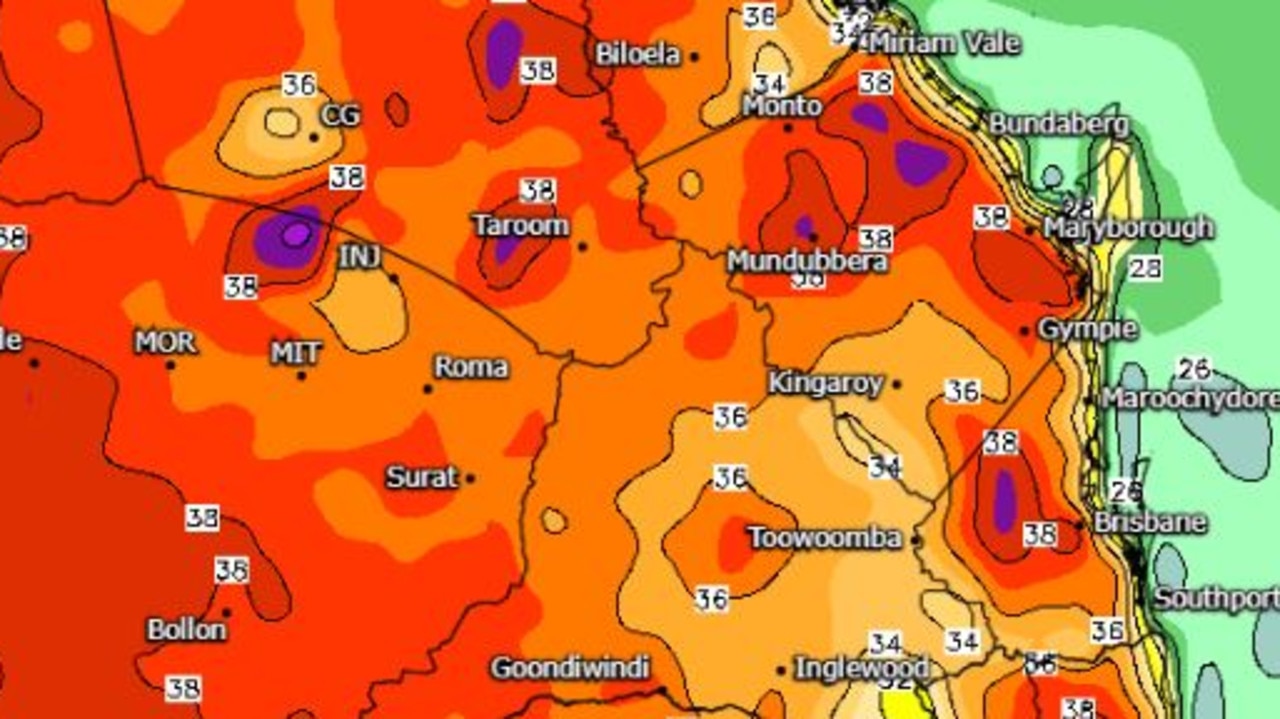 Brisbane weather City hits 38.3C as heatwave intensifies across Qld