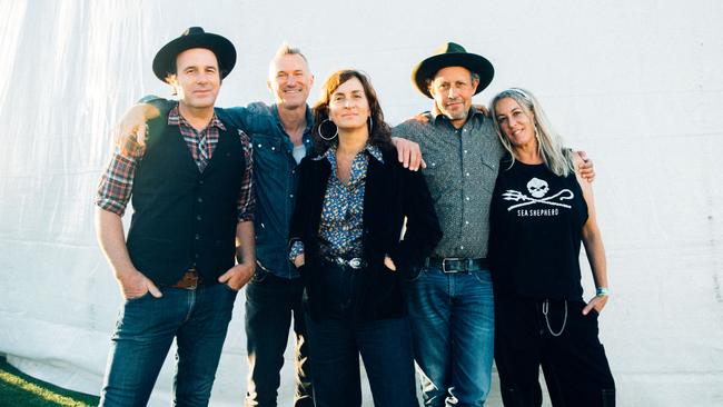 The Waifs in touring five-piece mode. L-R: Josh Cunningham, David Ross Macdonald, Vikki Thorn, Ben Franz and Donna Simpson. Picture: supplied