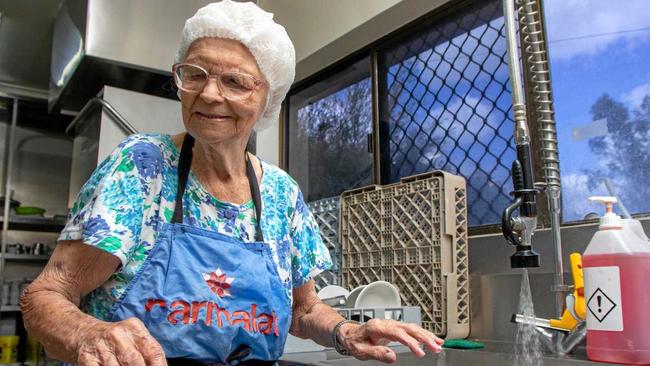 Ms Gilbert hard at work in the facility&#39;s kitchen. Picture: Dominic Elsome