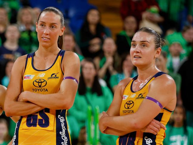 Cara Koenen (left) and Liz Watson have formed a strong combination since the Diamonds captain’s move to the Lightning last season. Picture: Getty Images