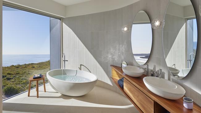 One of the opulent bathrooms at Southern Ocean Lodge, Kangaroo Island.