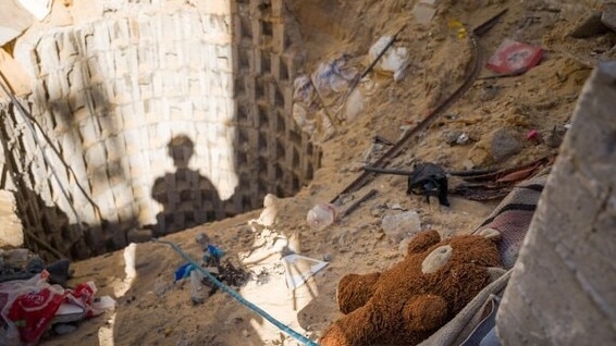 The shaft leading to the tunnel where the bodies were found had children's toys scattered around its edges. Picture: IDF.