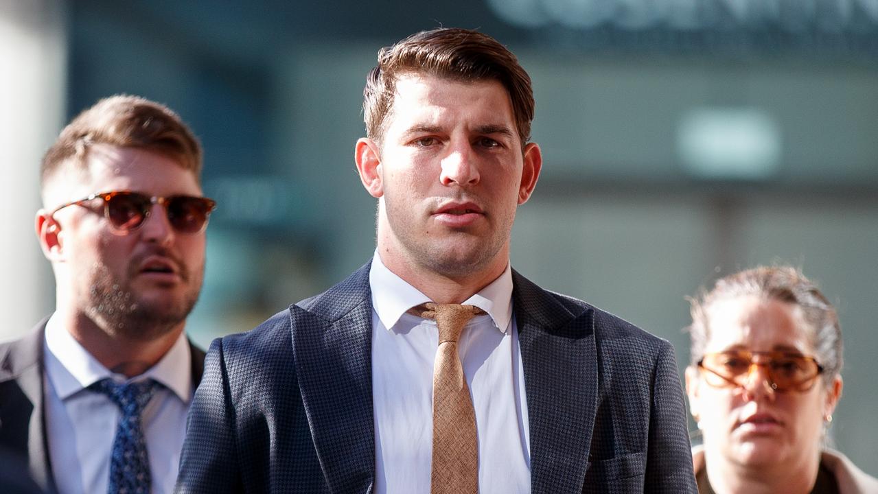 SYDNEY, AUSTRALIA - NewsWire Photos JULY 18, 2023: Curtis Scott arrives at Downing Centre Local Court to appeal a conviction after he was found guilty of assaulting and threatening his former partner Tay-Leiha Clark during their two-year relationship. Picture: NCA NewsWire / Nikki Short