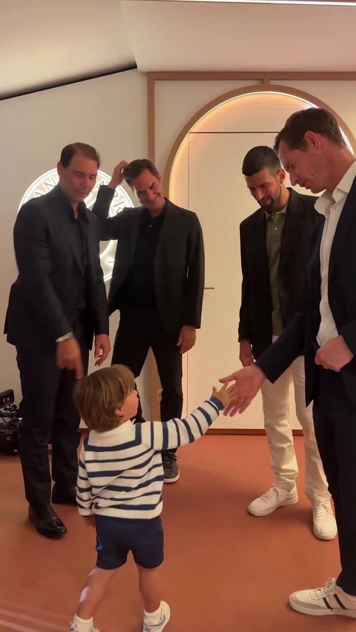 Nadal's son steals the show with tennis greats