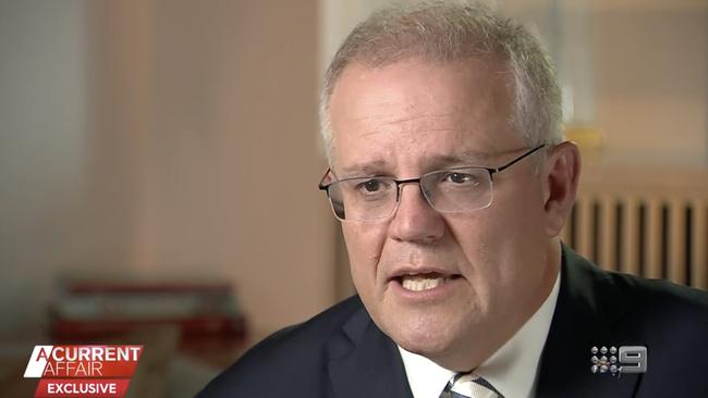 Frame grab from A Current Affair. Tracy Grimshaw interviews Prime Minister Scott Morrison