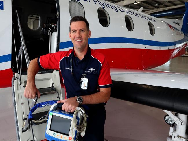 30/03/2017  RFDS Senior clinical nurse Michael Penno at the Adelaide headquarters. Michael Penno has been an RFDS nurse for the past decade and has issues with handling heavy patients, mental health patients and turbulence. Kelly Barnes/The Australian