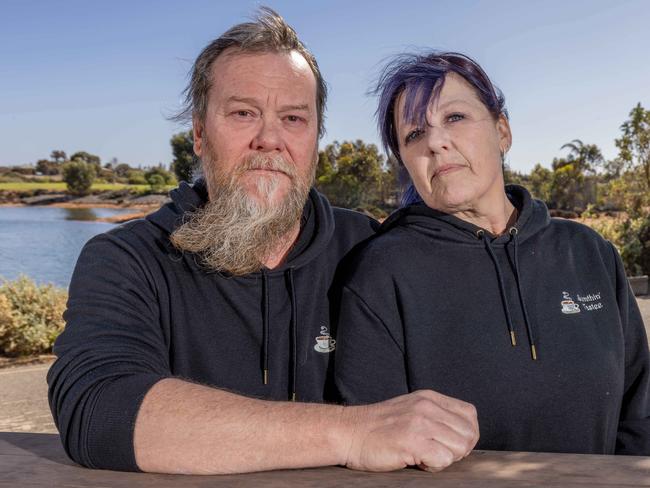 Owners of the Sumthin' Tastee cafe Rob and Sam North near the wetlands in Whyalla SA. Pictured on 26th September 2024. Picture: Ben Clark