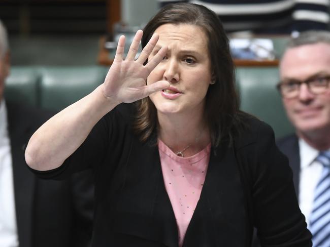 Minister for Revenue and Financial Services Kelly O'Dwyer speaking during Question Time. Picture: AAP Image/Lukas Coch