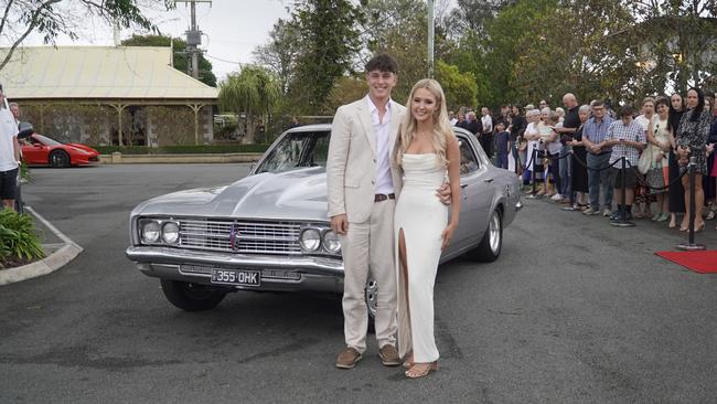 Students arriving in style for the 2024 Glasshouse Christian College formal at Flaxton Gardens.