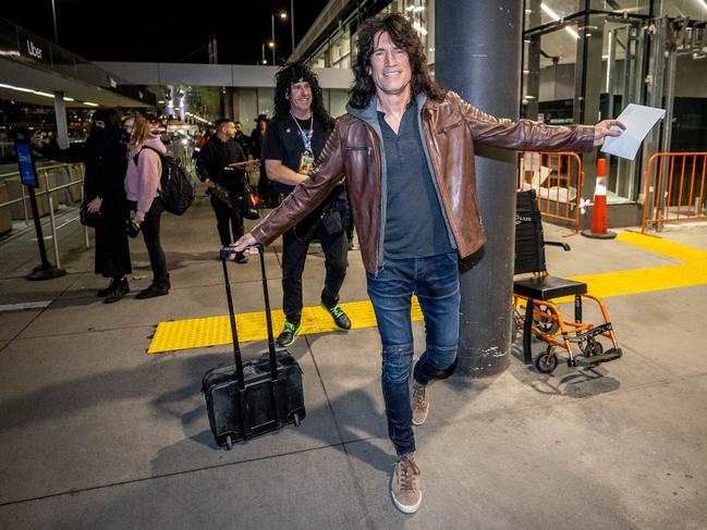 Tommy Thayer upon arrival at Melbourne Airport to begin the Australian leg of the End of the Road Tour. Picture: Jake Nowakowski