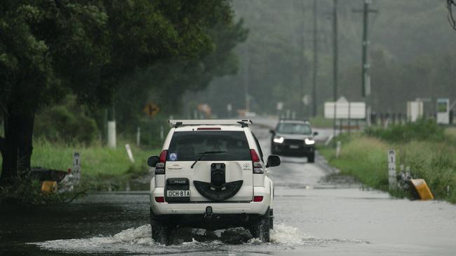 Low roads waterlogged in Byron Bay on Saturday. Picture: Glenn Campbell/NewsWire