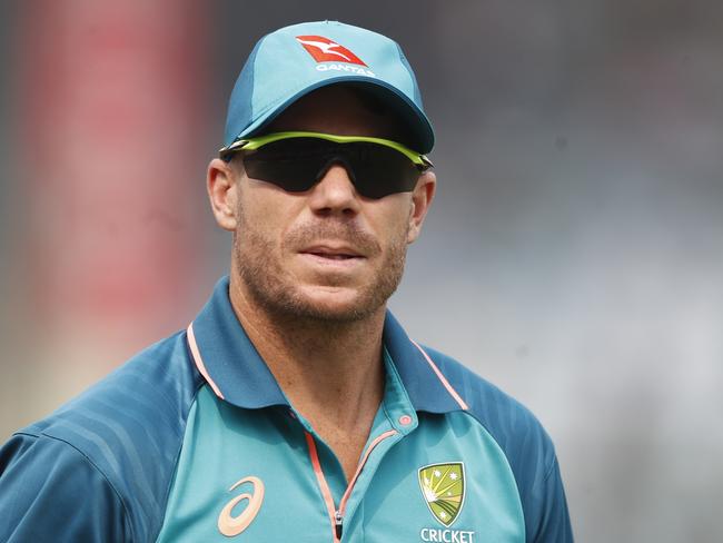 DELHI, INDIA - FEBRUARY 19: David Warner of Australia looks on during day three of the Second Test match in the series between India and Australia at Arun Jaitley Stadium on February 19, 2023 in Delhi, India. (Photo by Pankaj Nangia/Getty Images)