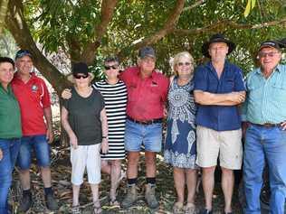 The 'Mt Rae Rd Mob': Allison Hugo, Kim Hugo, Gem Harris, Julie Potter, Ross Milner, Heather Milner, Jeff Green and John Potter regroup after the fires