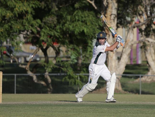 Kookaburra Cup cricket between Queens and Helensvale Pacific Pines. Helensvale’s Paul Baird. Picture: Jodie Henderson