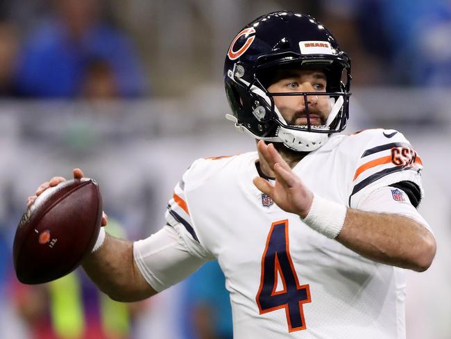 DETROIT, MI - NOVEMBER 22: Quarterback Chase Daniel #4 of the Chicago Bears looks to pass against the Detroit Lions during the first quarter at Ford Field on November 22, 2018 in Detroit, Michigan.   Leon Halip/Getty Images/AFP == FOR NEWSPAPERS, INTERNET, TELCOS & TELEVISION USE ONLY ==