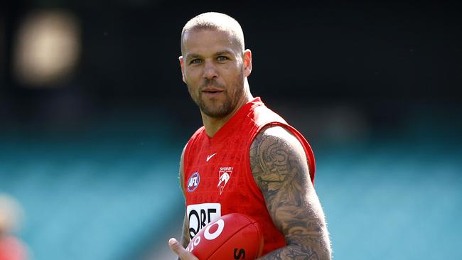 The last time Lance Franklin played on the MCG his colours were lowered by Steven May. Picture: Phil Hillyard