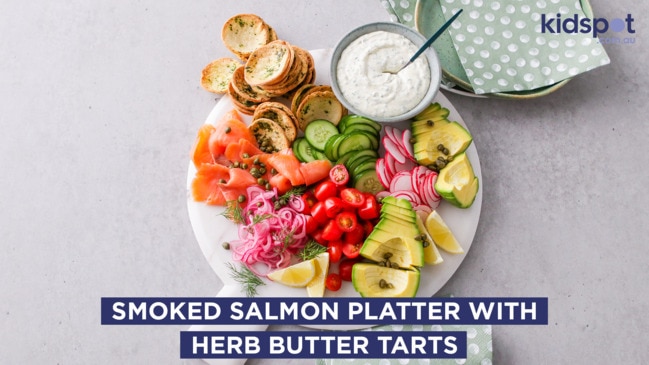 Smoked salmon platter with herb butter tarts