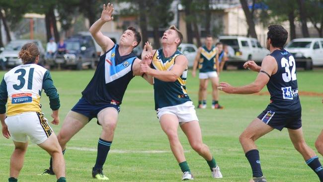 Bridgewater Callington and Ironbank Cherry Gardens compete in a past Hills Football League game. The two clubs could merge ahead of season 2023. Picture: Bridgewater Callington Football Club, Ang Nelson