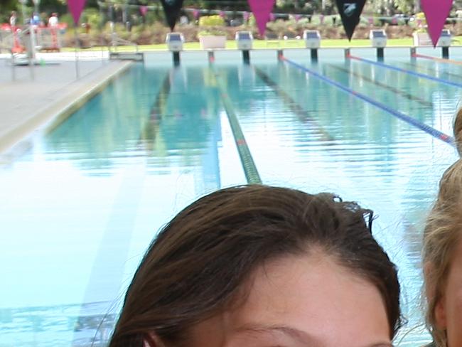 Parker (far right, at age 11) represented at high levels in swimming.