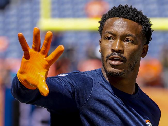 In this Sept. 9, 2018 photo Denver Broncos wide receiver Demaryius Thomas (88) catches a pass before an NFL football game against the Seattle Seahawks in Denver. Thomas is bracing for a trade after Denver slipped to 3-5 midway through his ninth NFL season. Thomas, the Broncos' longest-tenured player, put the odds at "50-50" that he'll be summoned into general manager John Elway's office by the trade deadline Tuesday, Oct. 30, 2018 to learn whose jersey he'll be wearing next. (AP Photo/Jack Dempsey)