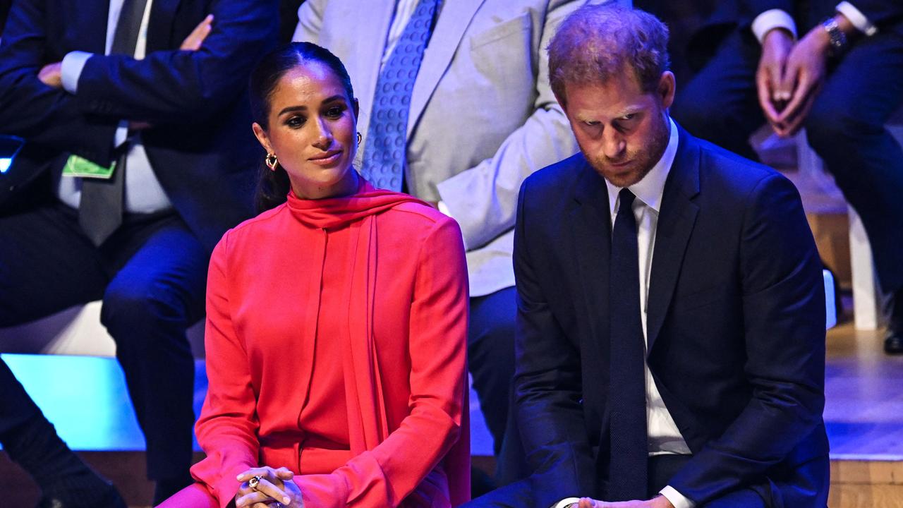 Meghan and Harry at the annual One Young World Summit in Manchester, England. Picture: Oli Scarff/AFP