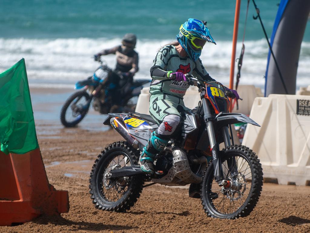 Shelby Taute at Motorcycle Beach Races at Grasstree Beach Sunday 27 August 2023 Picture: Michaela Harlow