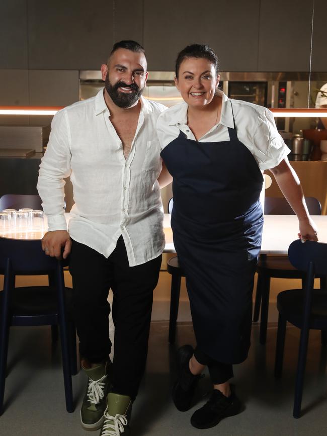 Karen Martini with Hospitality M managing director Michael Gebran at Hero. Picture: Alex Coppel.