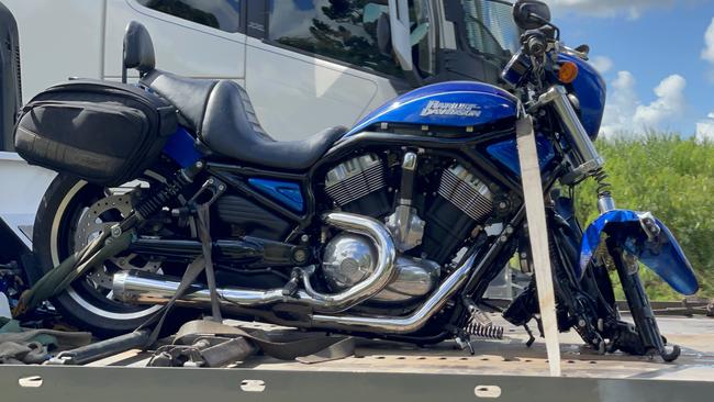 Clayton's Towing remove a motorcycle from the scene of a two-vehicle crash on the Bruce Highway at Koumala on Easter Monday. Picture: Janessa Ekert