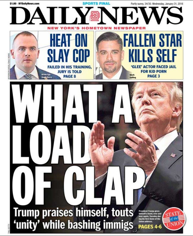 The Daily News front page.