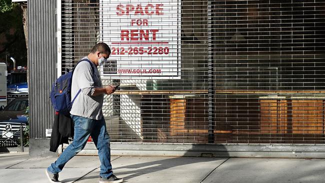 A closed cafe in New York City. The coronavirus pandemic has caused long-term repercussions in the dining, tourism and entertainment industries. Picture: Getty Images