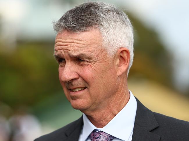 HAWKESBURY, AUSTRALIA - MAY 04: Trainer Matthew Smith prepares for Race 4 Blakes Marine  during "Hawkesbury Cup Day" - Sydney Racing at Hawkesbury Racecourse on May 04, 2024 in Hawkesbury, Australia. (Photo by Jeremy Ng/Getty Images)