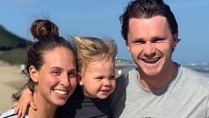 Mardi and Patrick Dangerfield with son George. Picture: Instagram