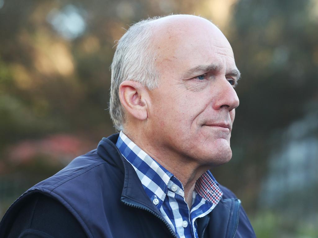 Liberal Senator Eric Abetz votes at his old school Blackmans Bay Primary School. Picture: Nikki Davis-Jones