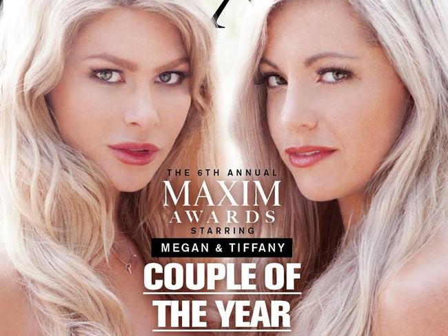 Megan and Tiffany are the January Maxim cover girls and couple of the year. Picture: Maxim
