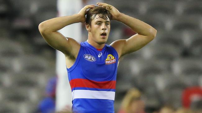 Josh Dunkley was disappointed with the result but was one of the Bulldogs’ best. Picture: Getty