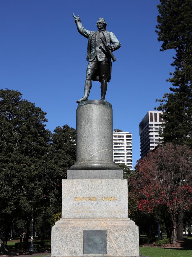 The statue of Captain Cook in Hyde Park which was vandalised at the weekend. Picture: Jonathan Ng