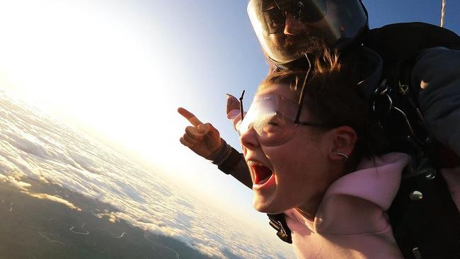 Poppy Crozier recently went skydiving referring to is as the “most unreal experience”. Picture: Instagram